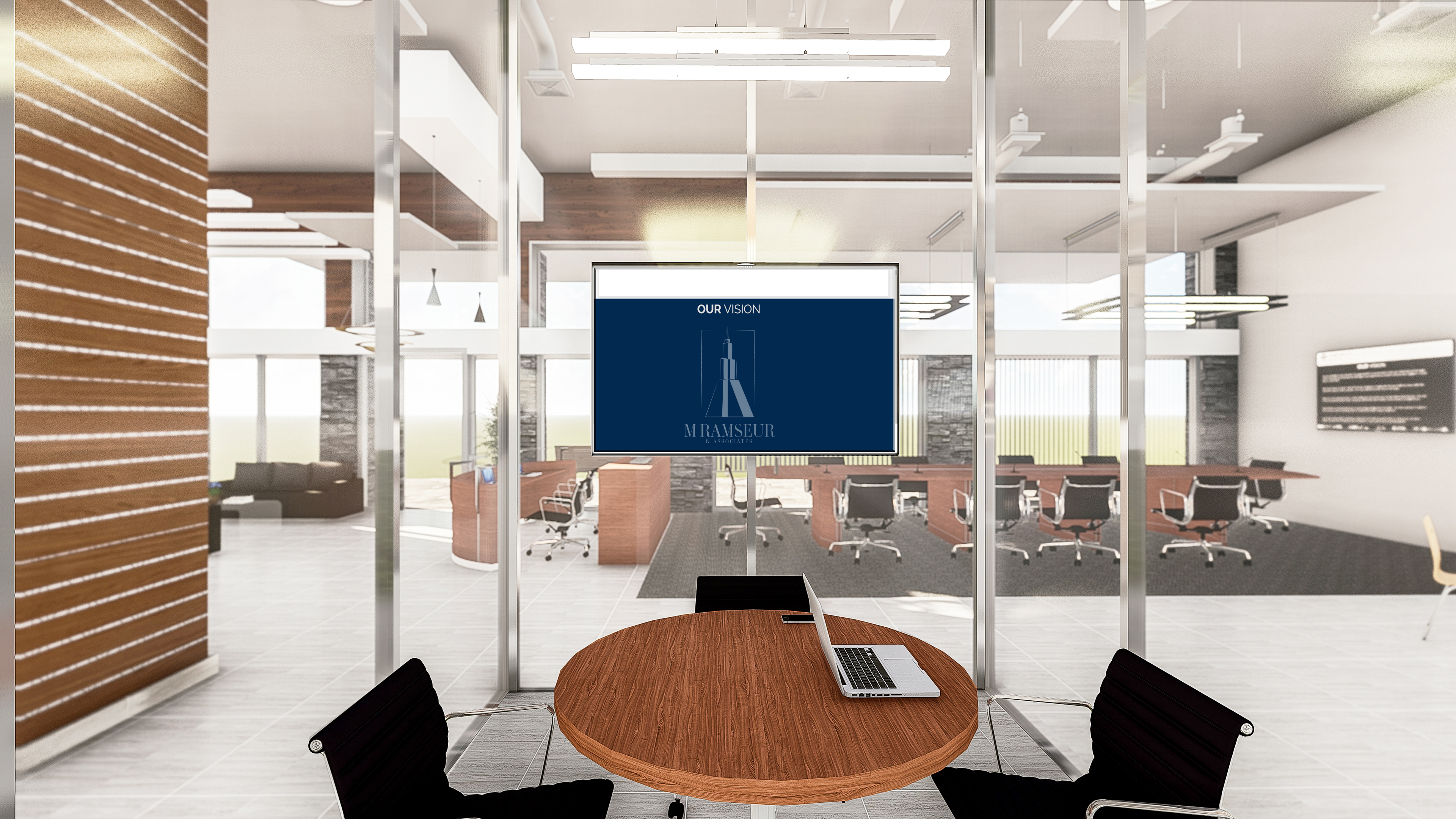 SCHEMATIC DESIGN LAW OFFICE CONCEPT HUDDLE ROOM RENDERING