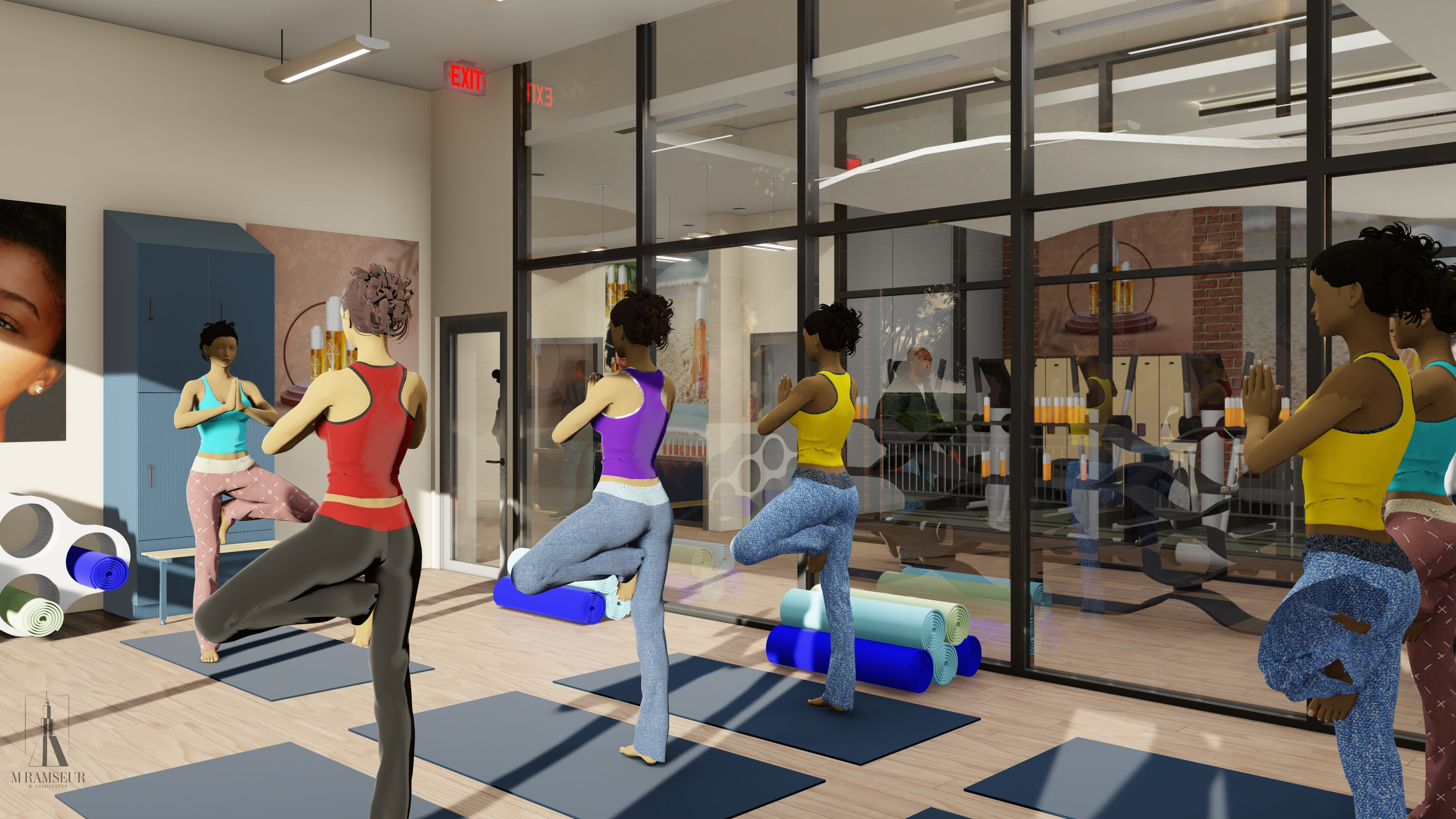 Schematic Design Gym Yoga Studio Daytime